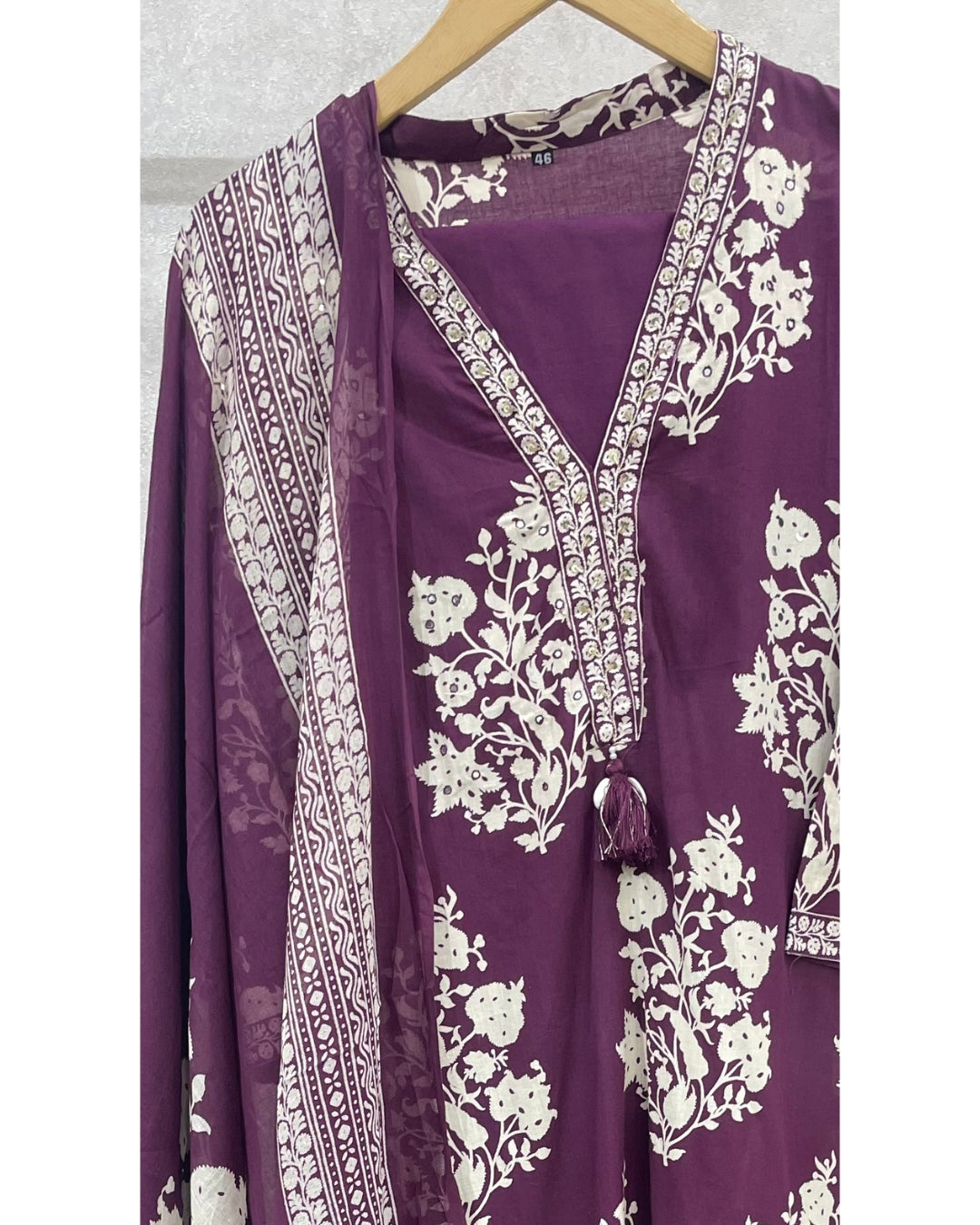 Mauve Pure Cotton Printed Kurta Set