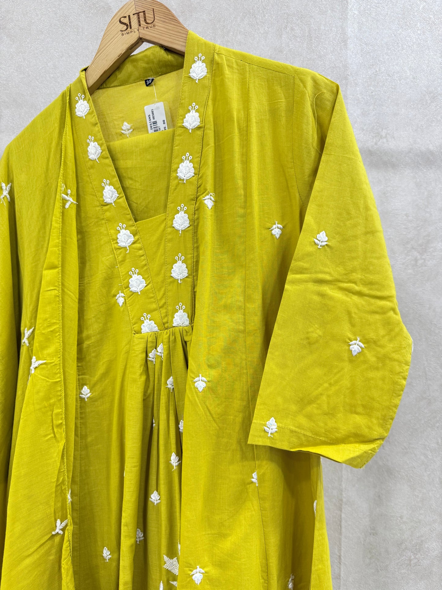Lime Green Kali Cotton Kurta Set