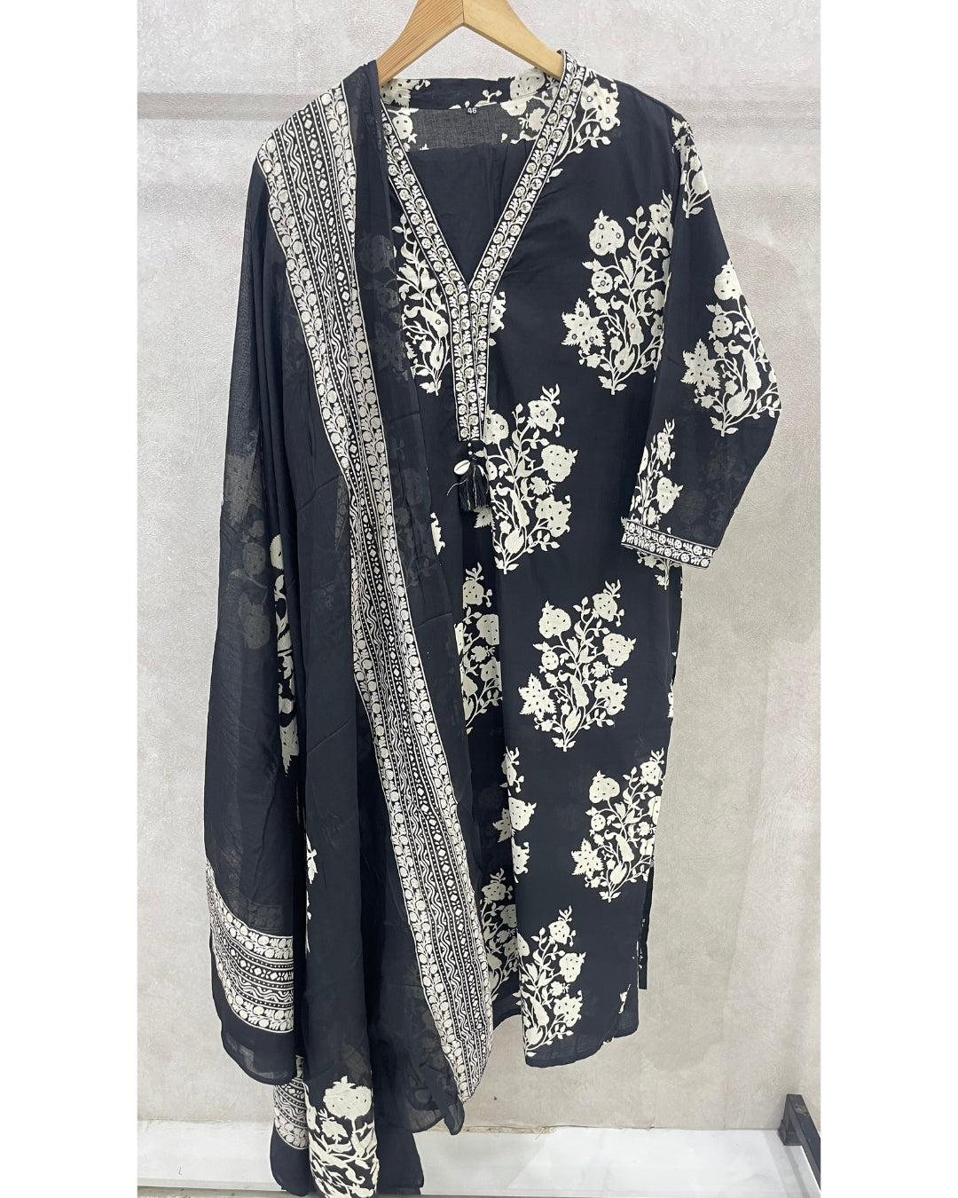 Black Pure Cotton Kurta Set