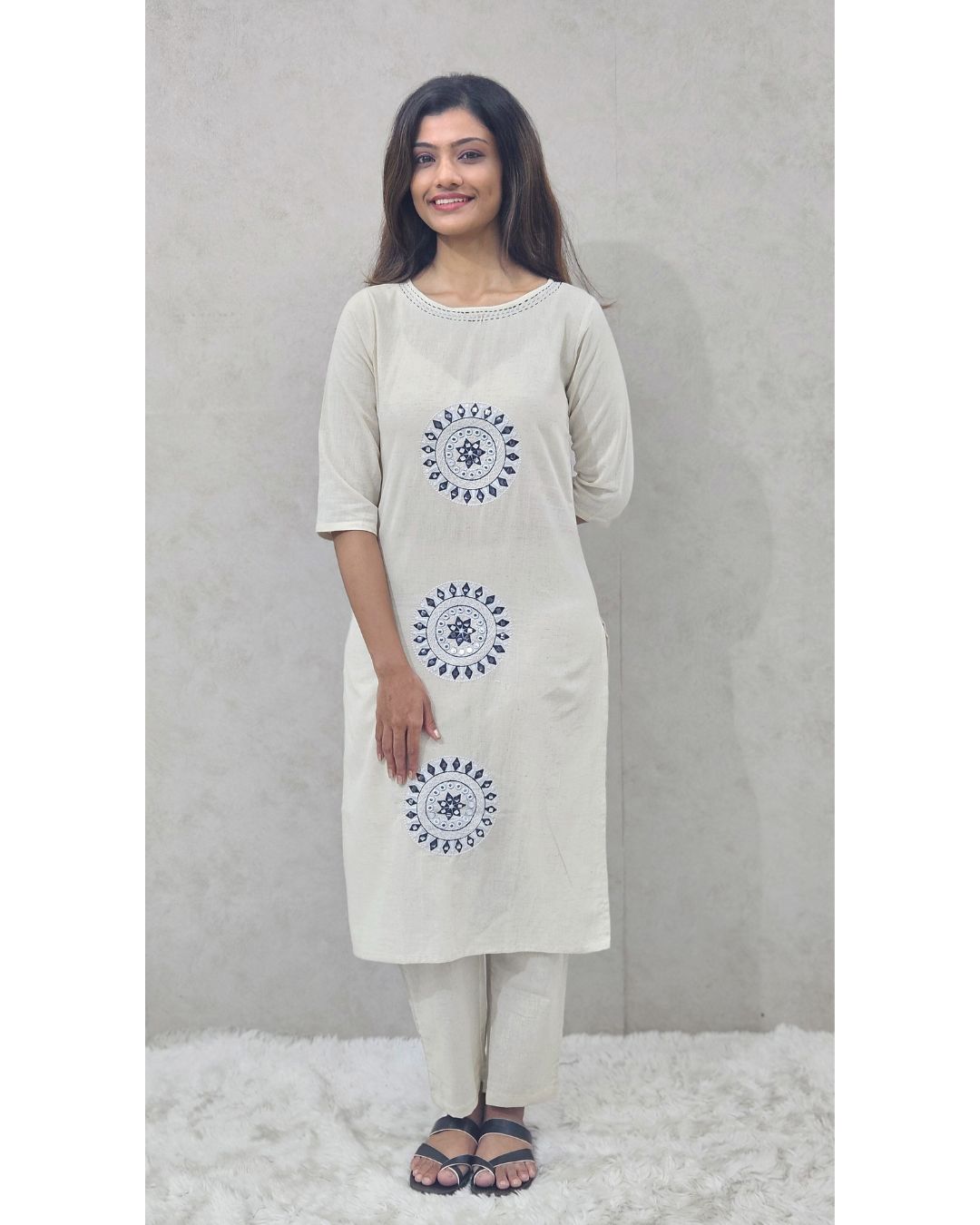 Flex Cotton Embroidered Kurta Set