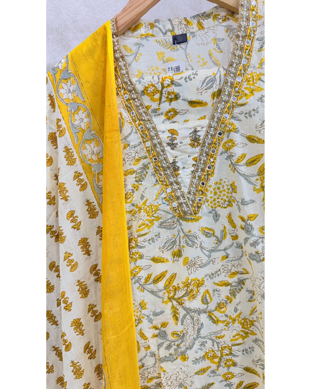 Yellow Pure Cotton Kali Kurta Set