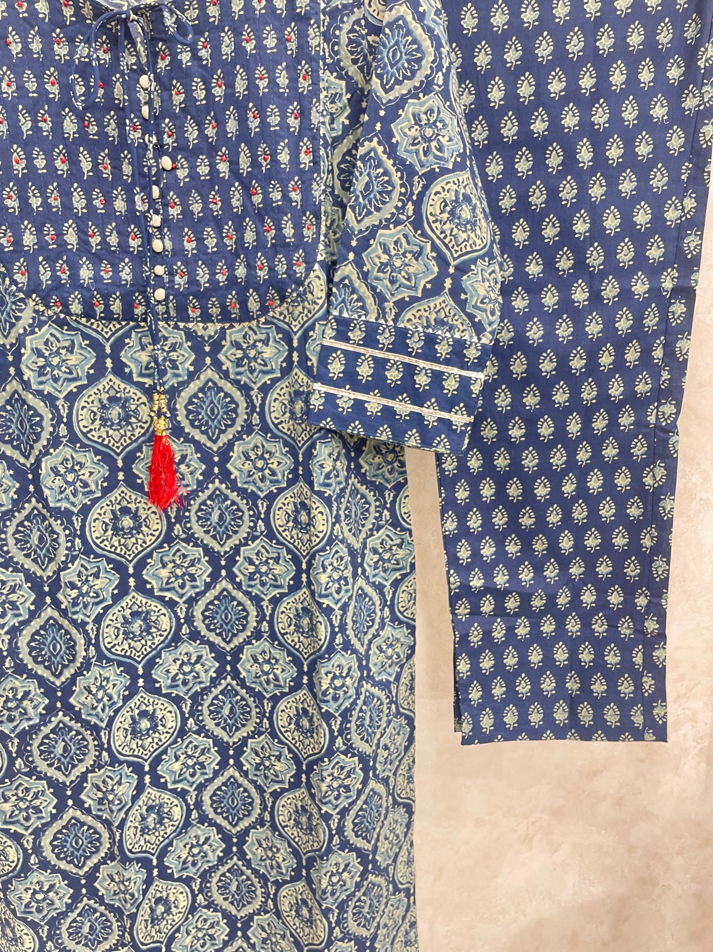 Teal Blue Cotton Kurta Set