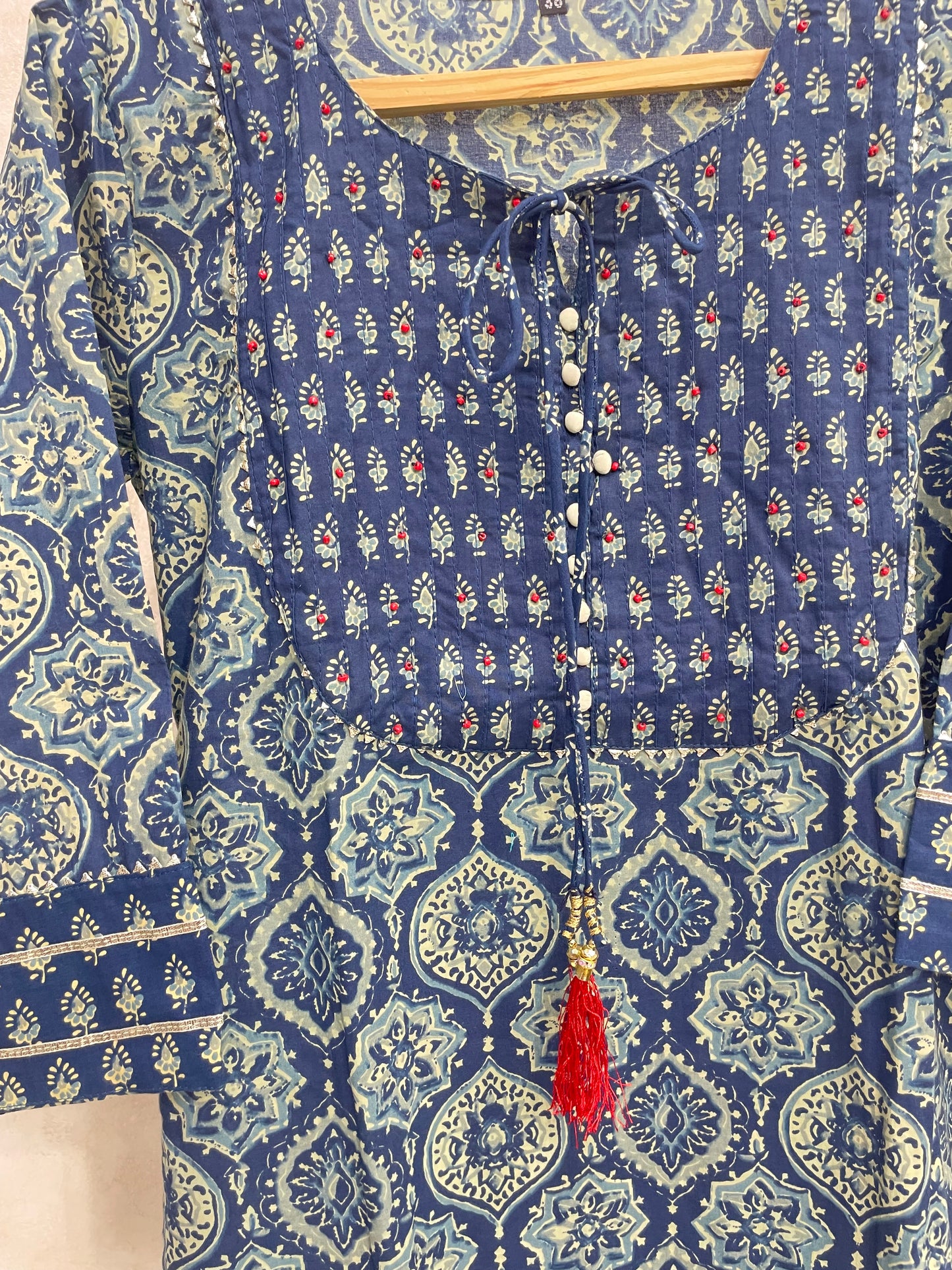 Teal Blue Cotton Kurta Set