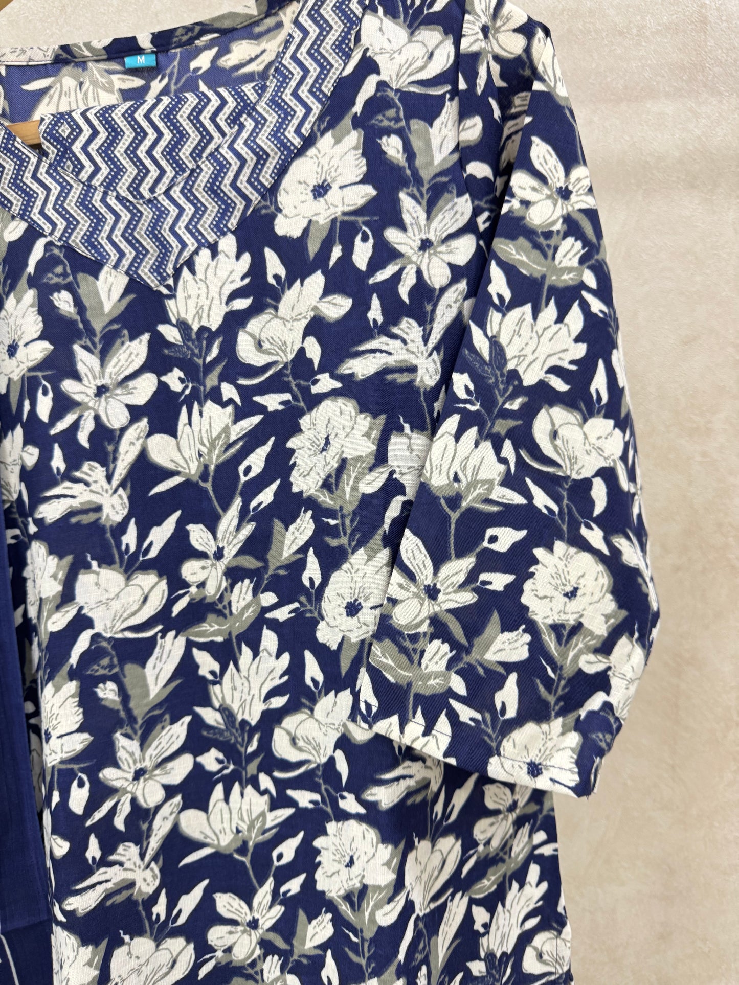 Royal Blue Floral Printed Rayon Kurta Set