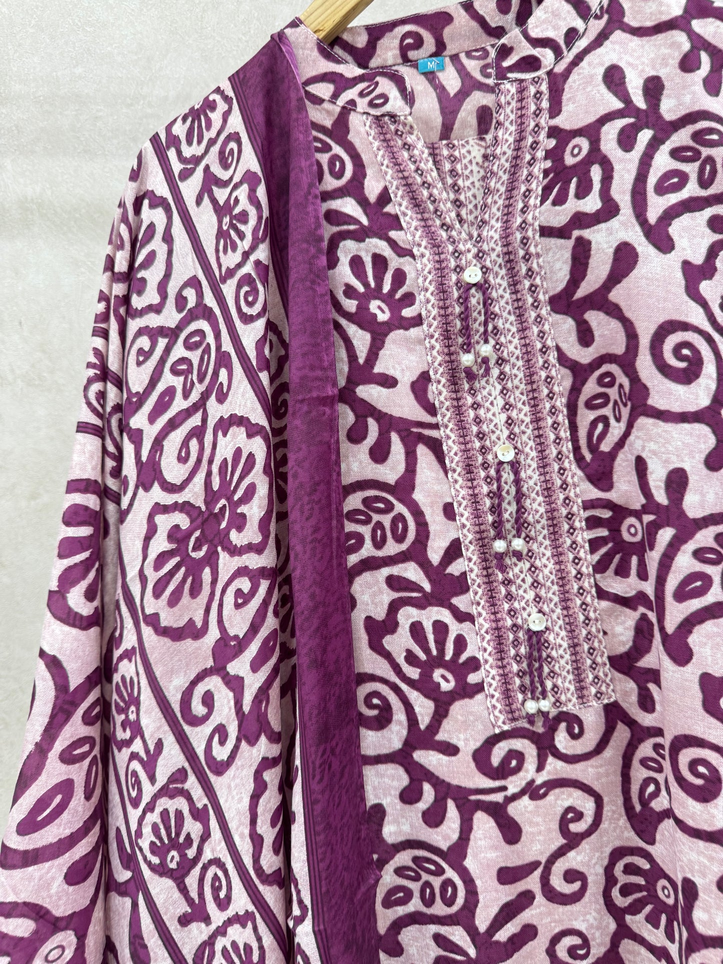 Lavender Printed Rayon Kurta Set
