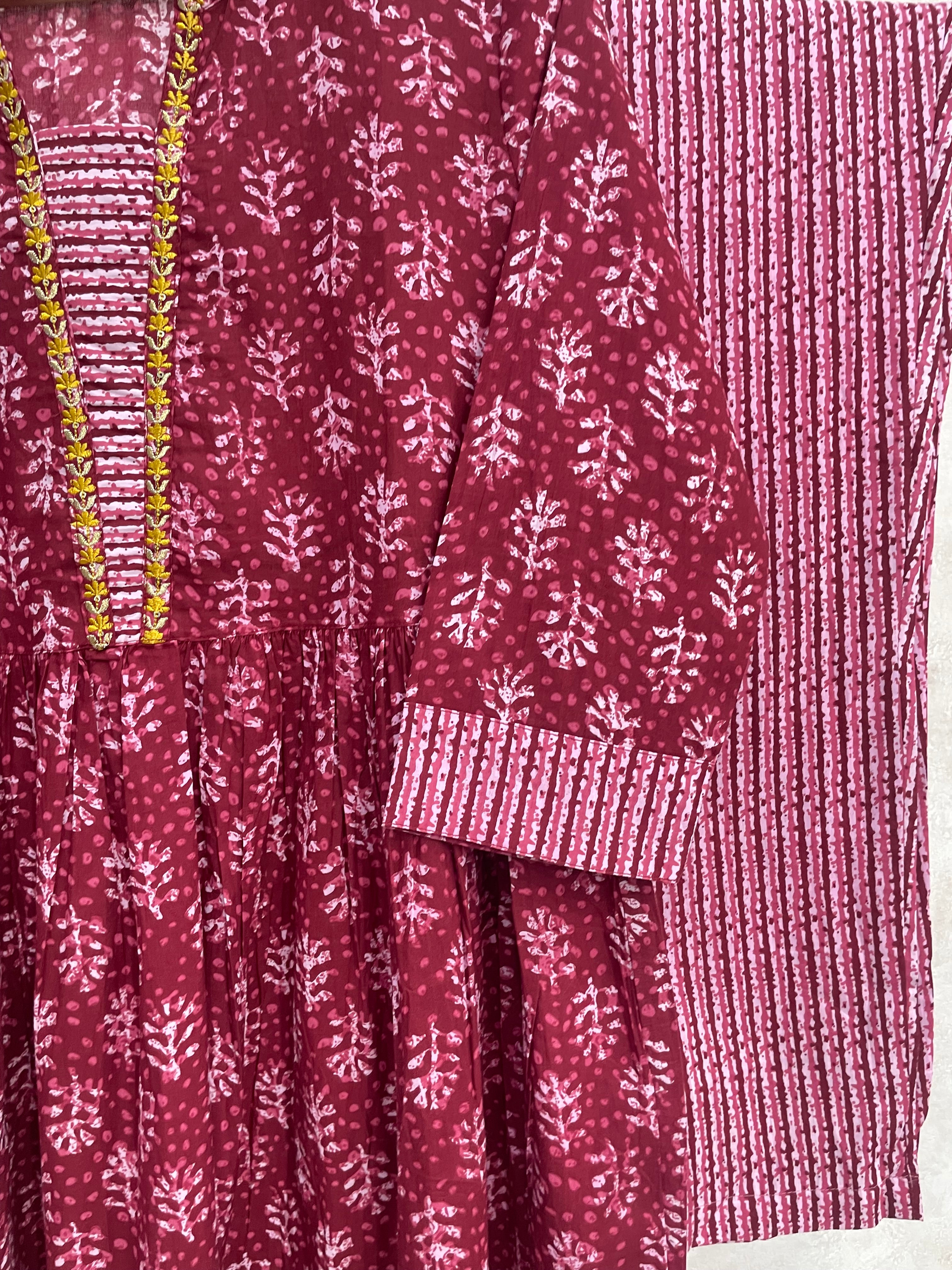 Brick Red Pure Cotton Kurta Set