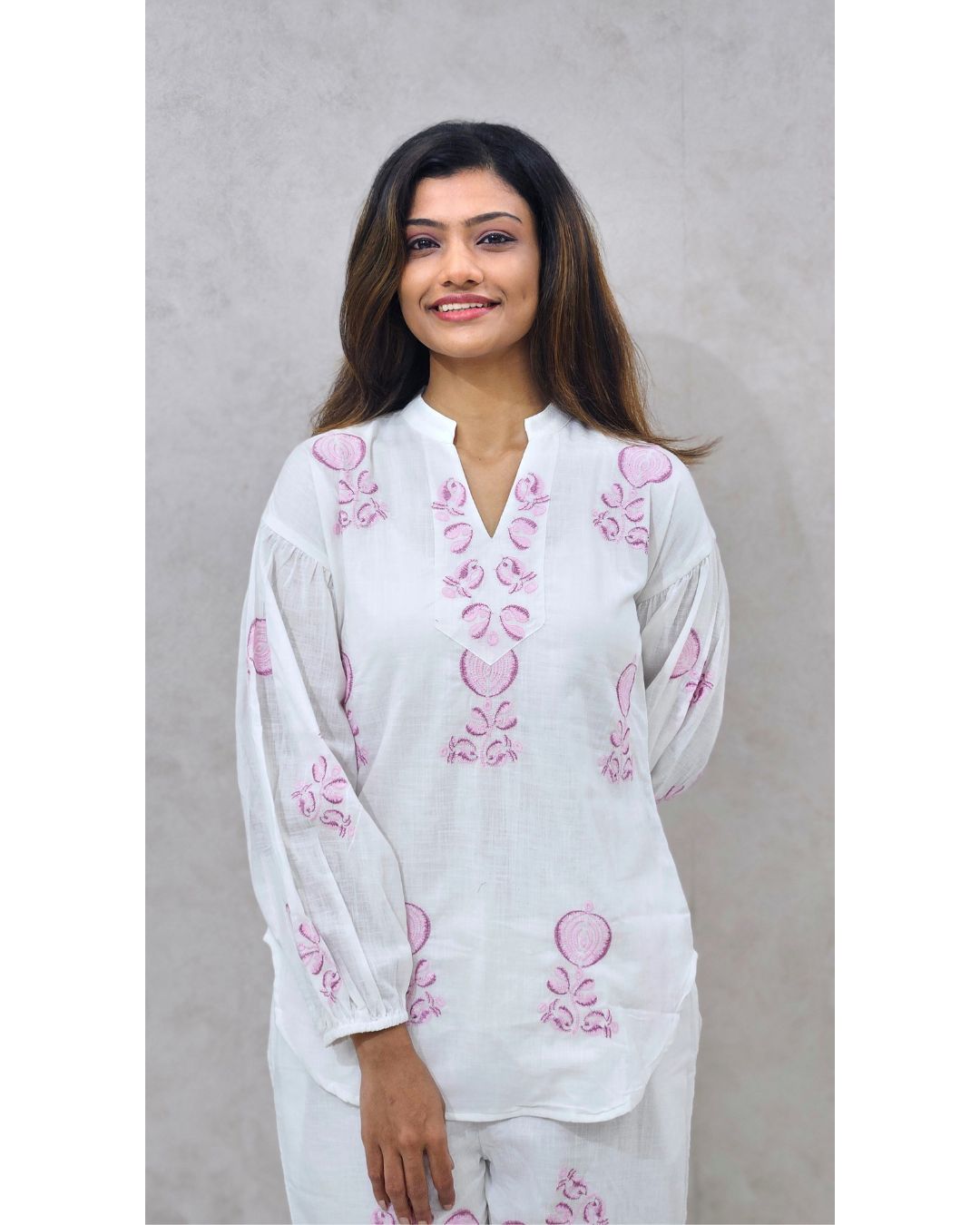 White Printed Cotton Coord Set