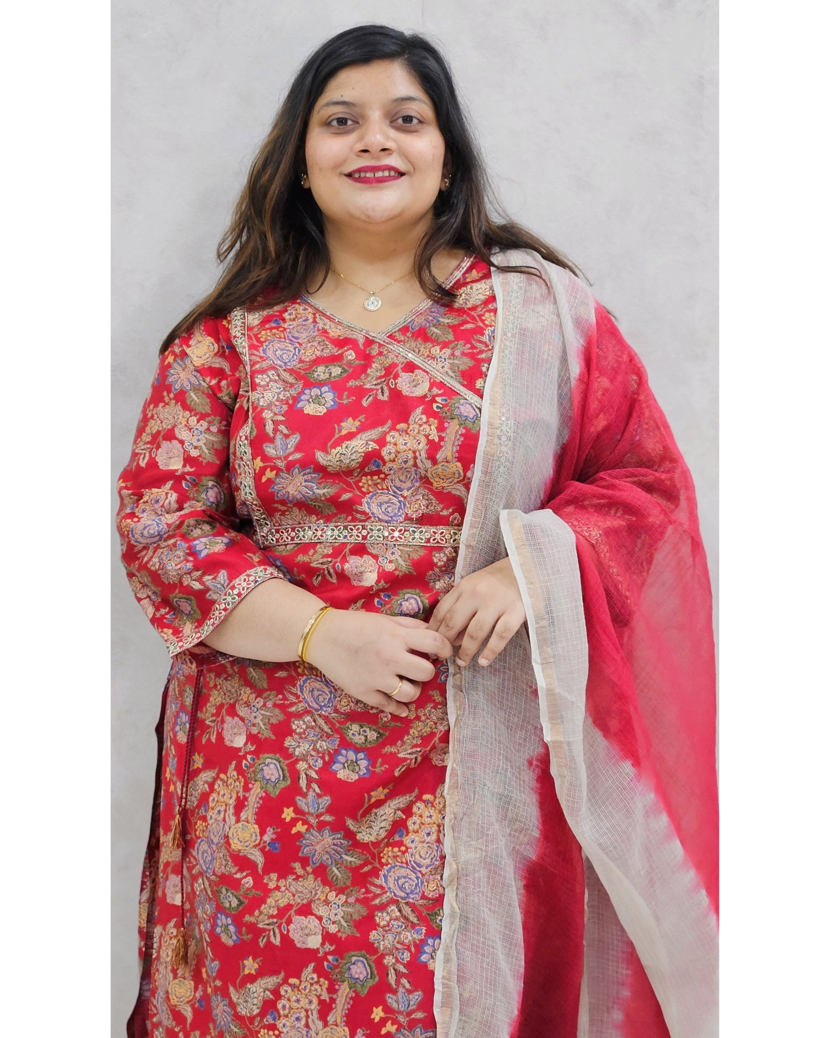 Deep Red Muslin Kurta Set