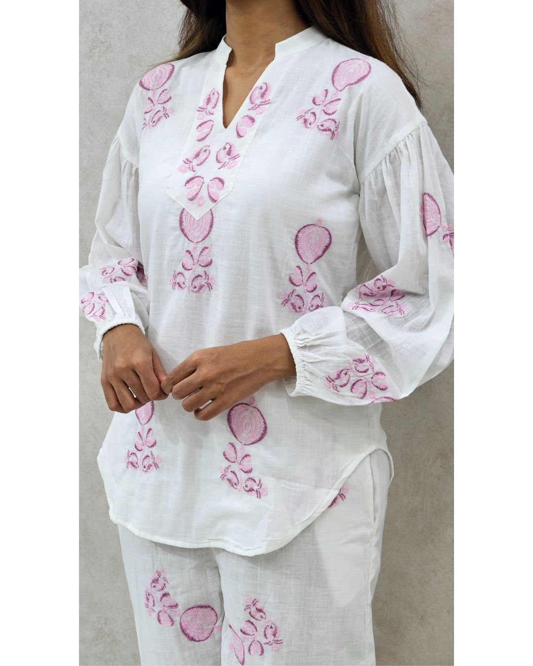 White Printed Cotton Coord Set