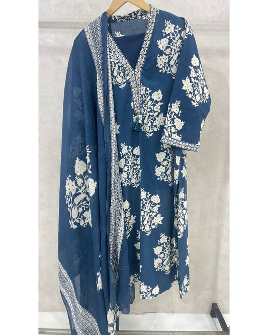 Indigo Blue Pure Cotton Kurta Set
