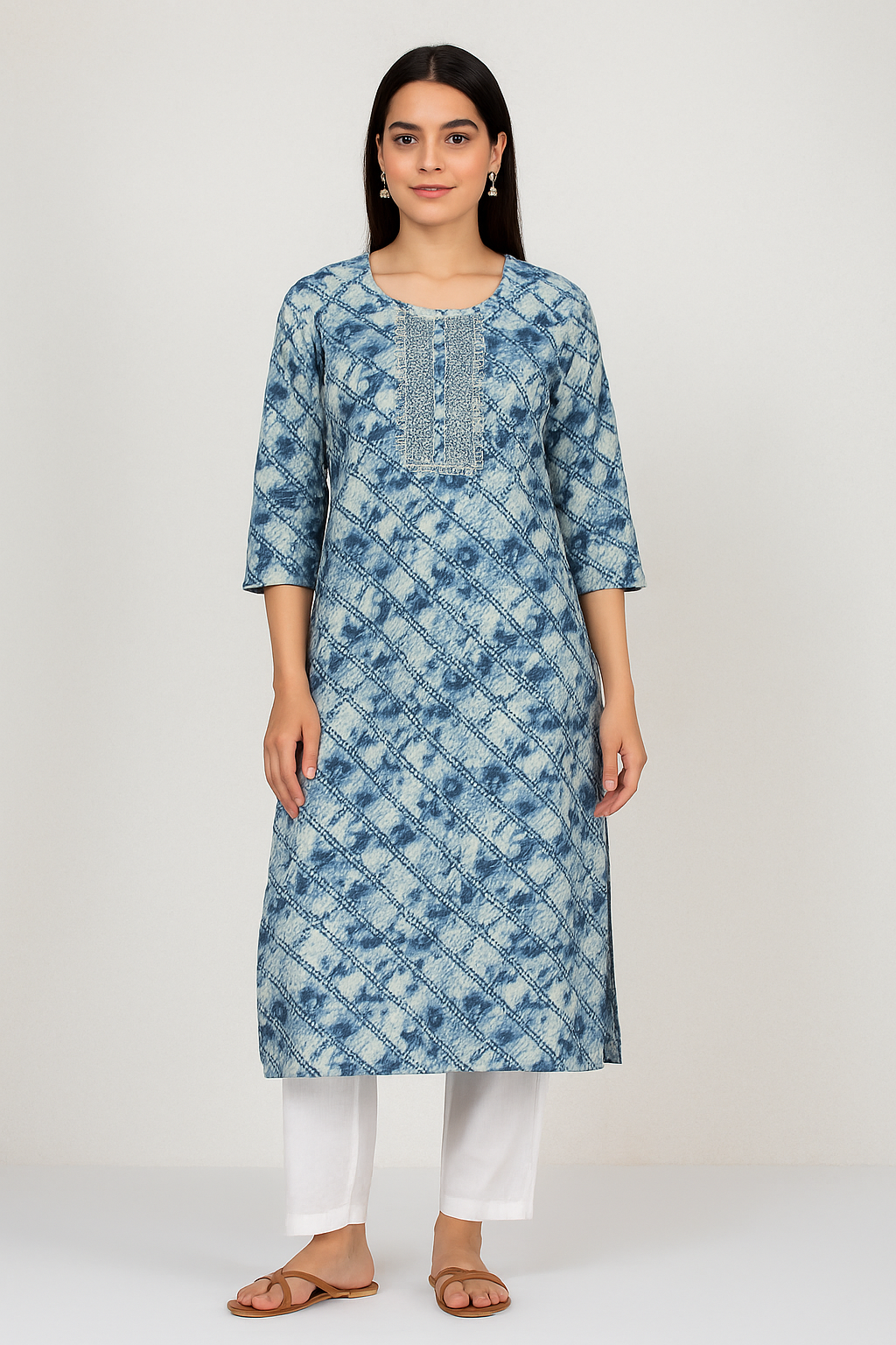 Blue Tie Dye Rayon Kurti