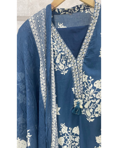 Indigo Blue Pure Cotton Kurta Set