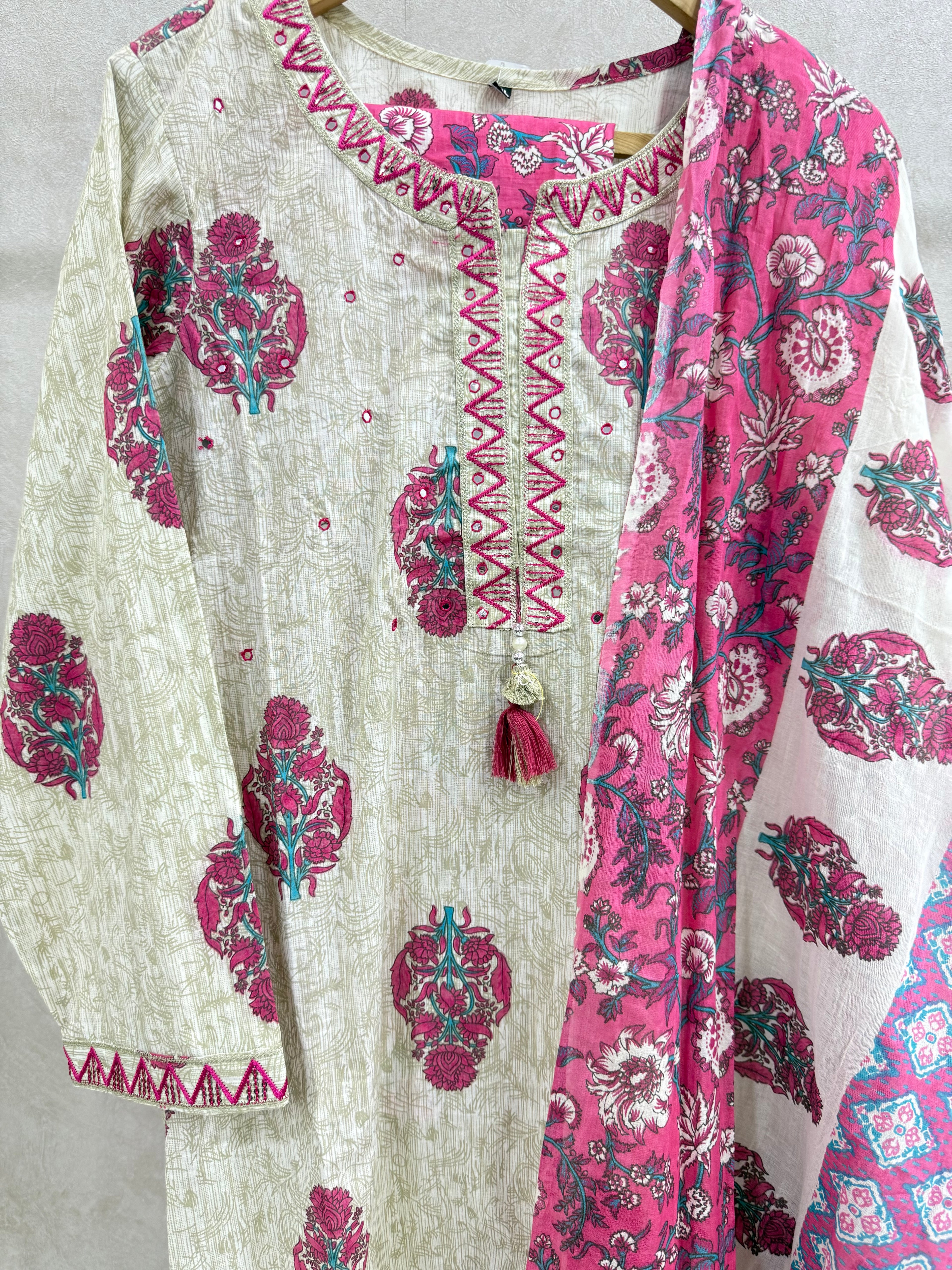 Ivory Bloom Cotton Kurta Set
