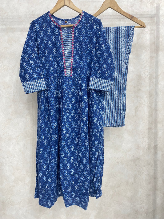 Royal Blue Pure Cotton Kurta Set