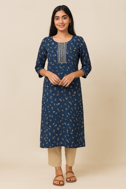Indigo Blue Cotton Kurti