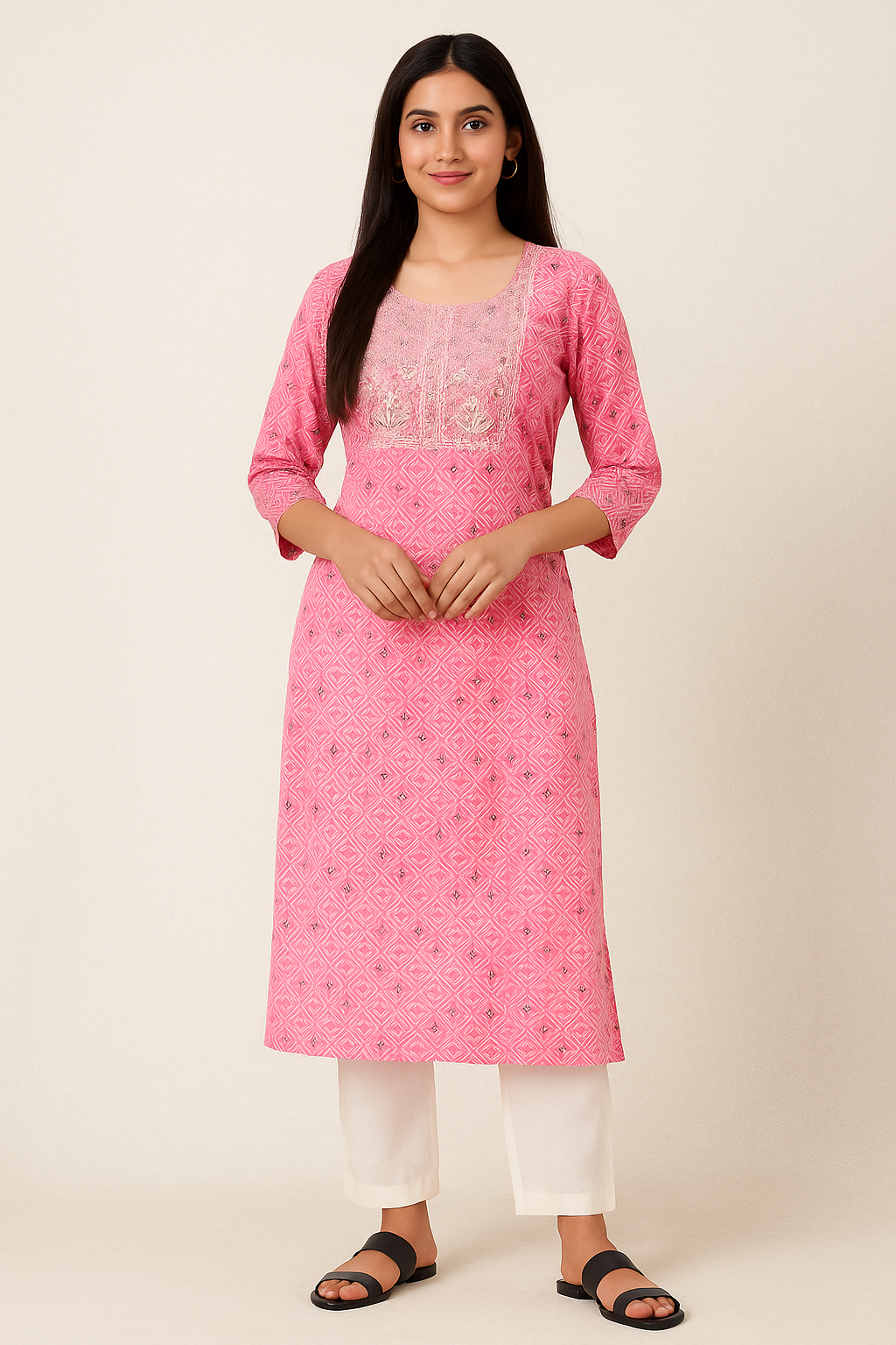 Blush Pink Cotton Kurti
