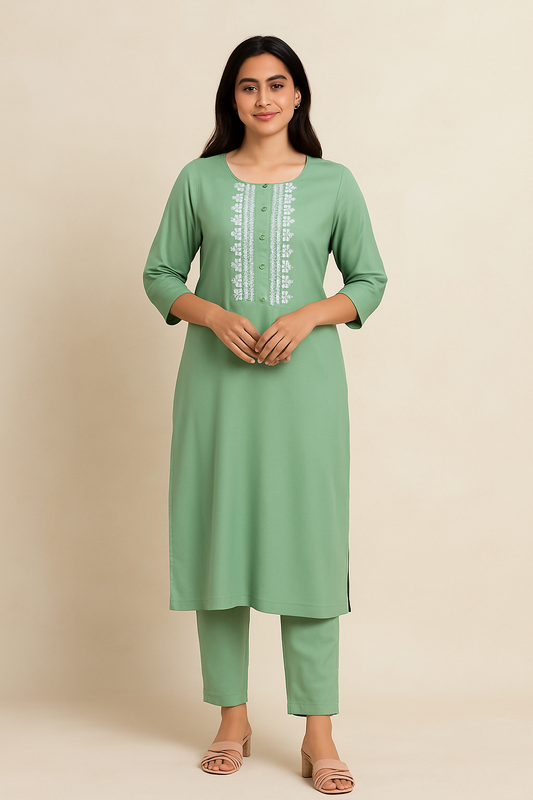 Green Cotton Kurta