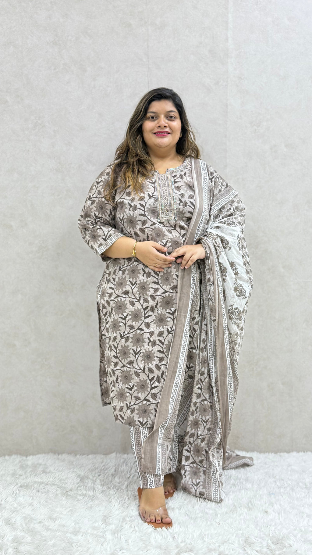 Light Brown Pure Cotton Kurta Set