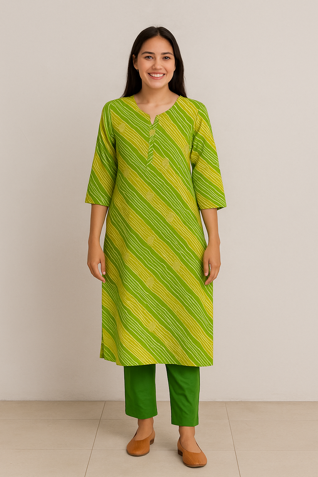 Pineapple Green Cotton Kurti