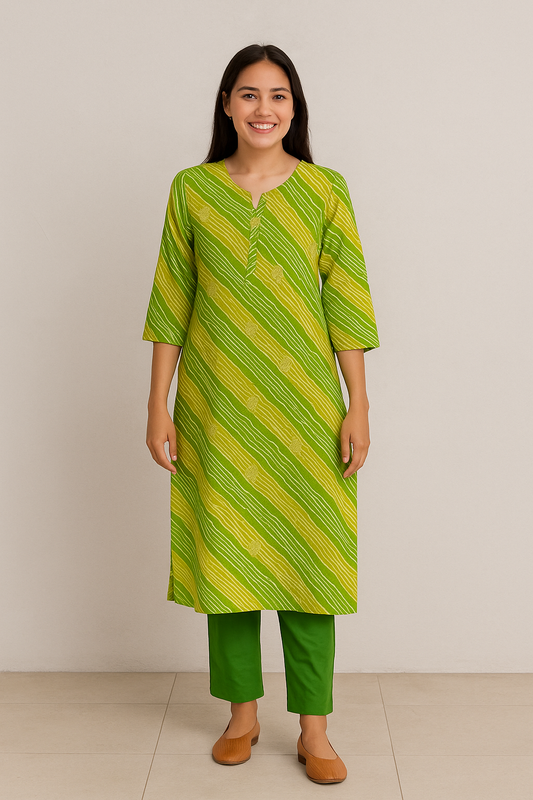 Pineapple Green Cotton Kurti