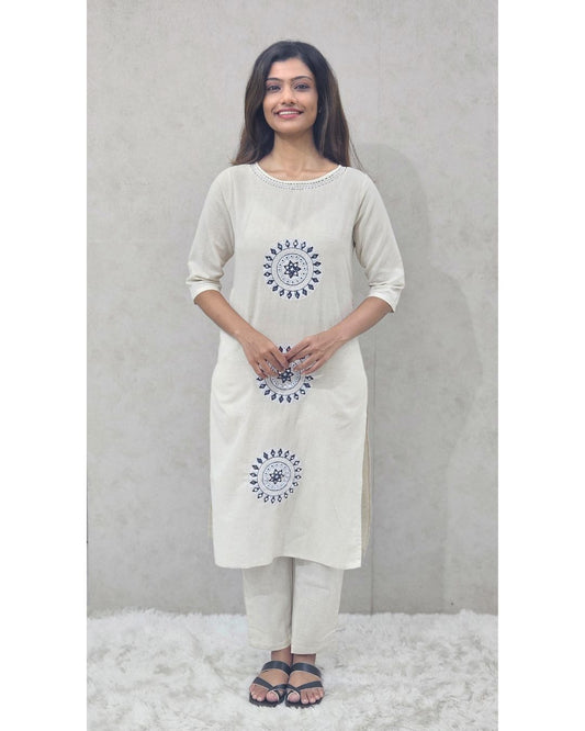 Flex Cotton Embroidered Kurta Set