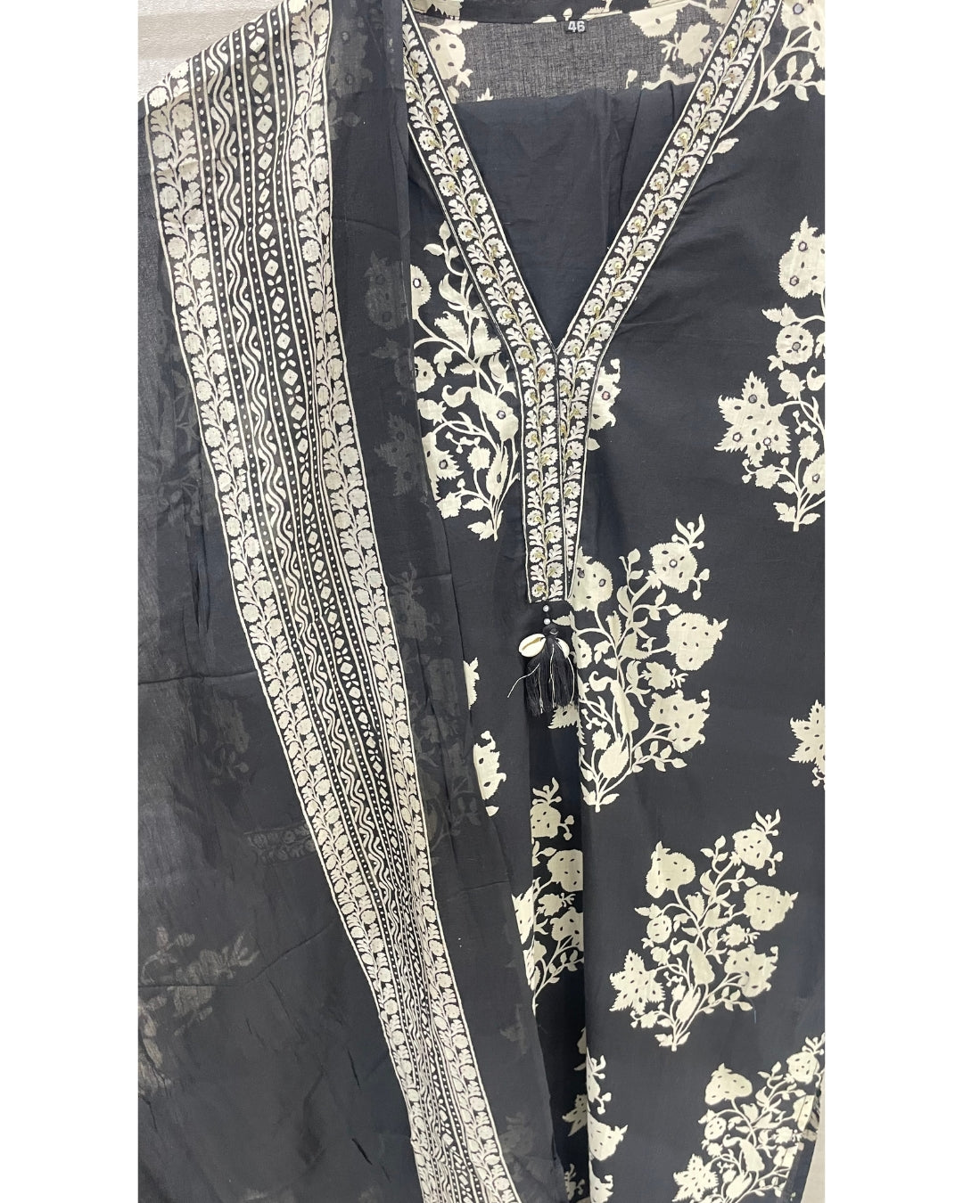 Black Pure Cotton Kurta Set