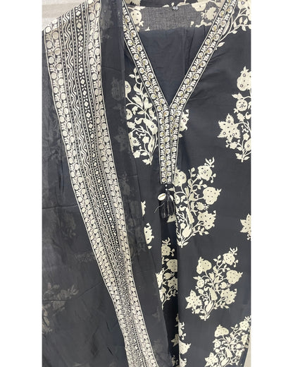 Black Pure Cotton Kurta Set