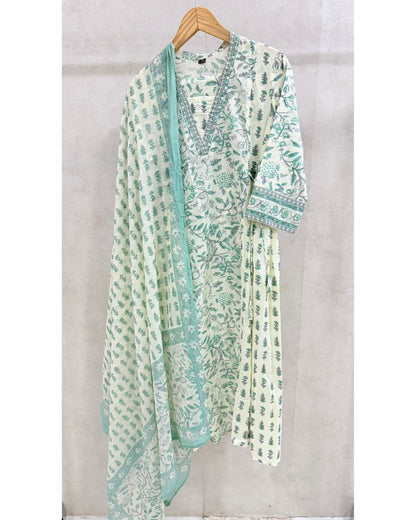 Teal Blue Pure Cotton Kurta Set