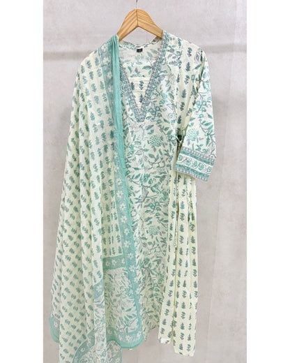 Teal Blue Pure Cotton Kurta Set