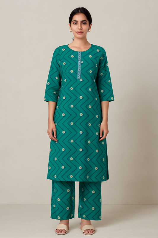Emerald Green Cotton Kurti