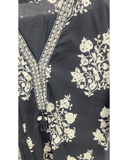 Black Pure Cotton Kurta Set