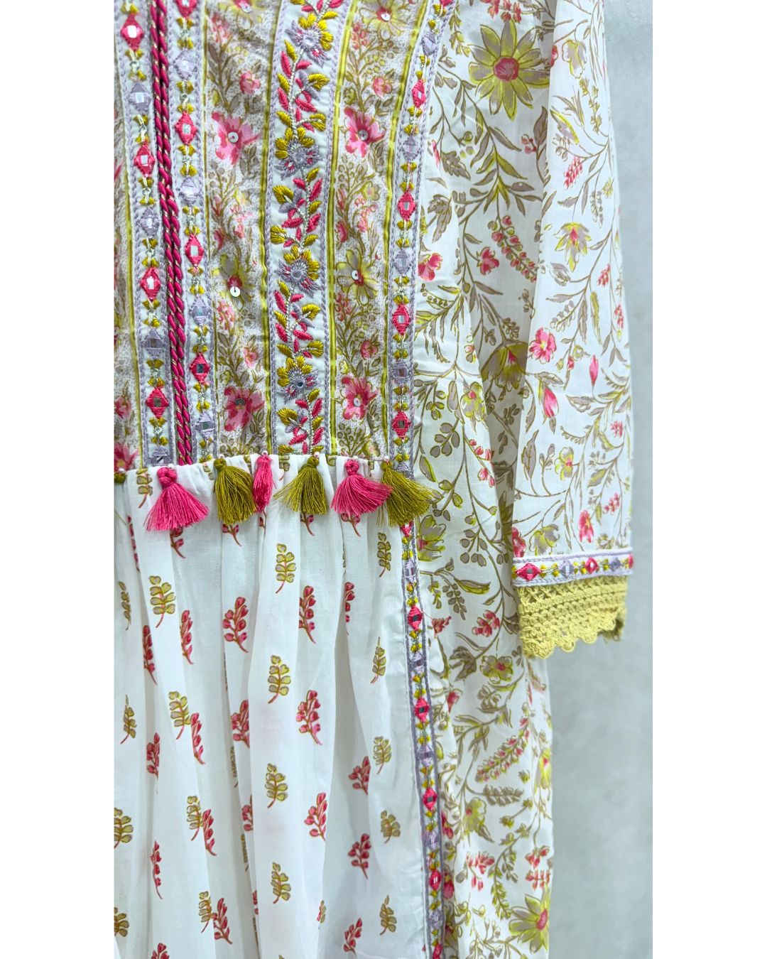 Yellow Pure Cotton Kali Kurta Set