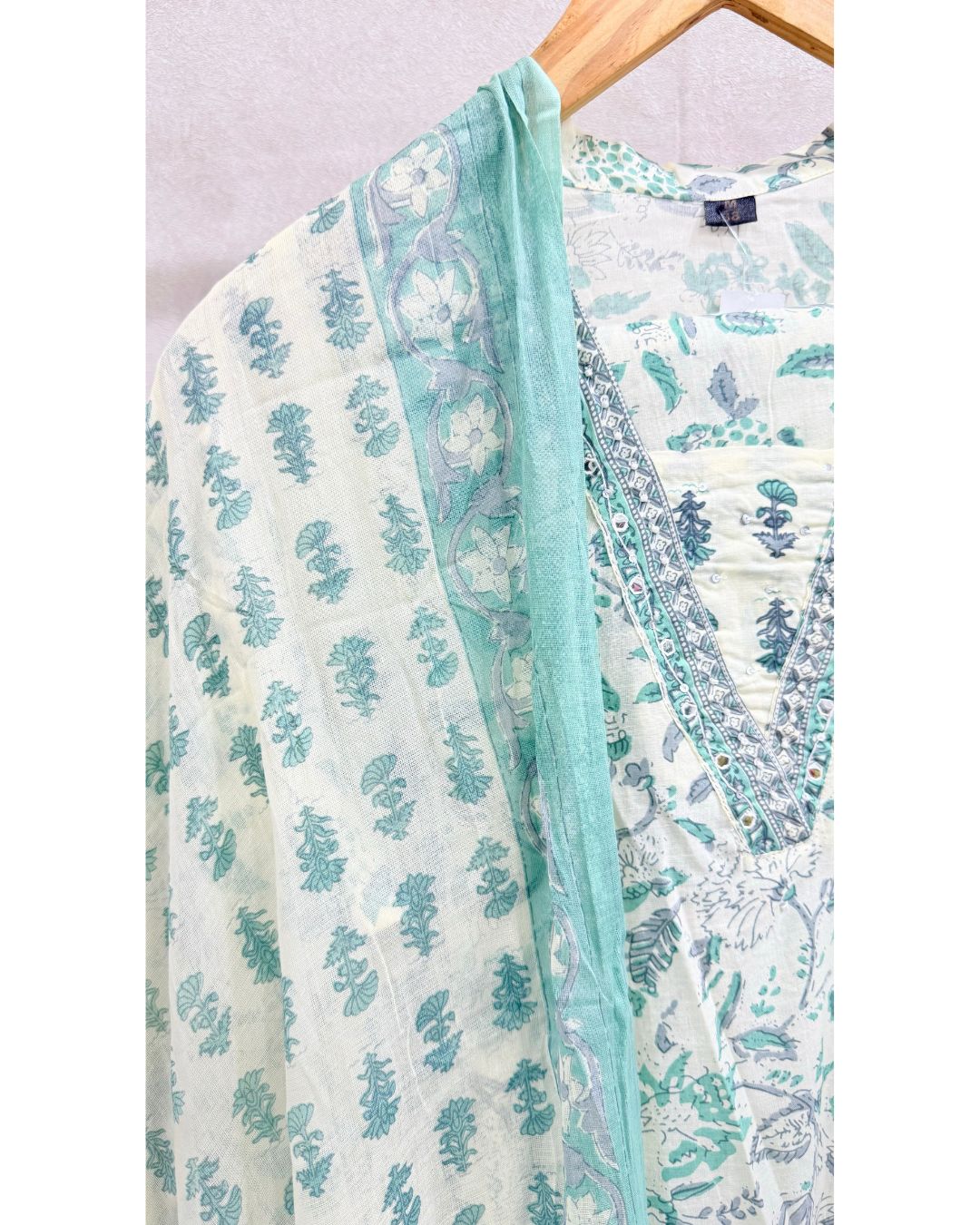 Teal Blue Pure Cotton Kurta Set