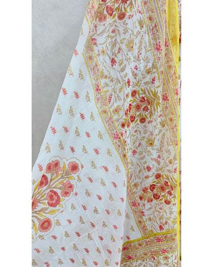 Yellow Pure Cotton Kali Kurta Set