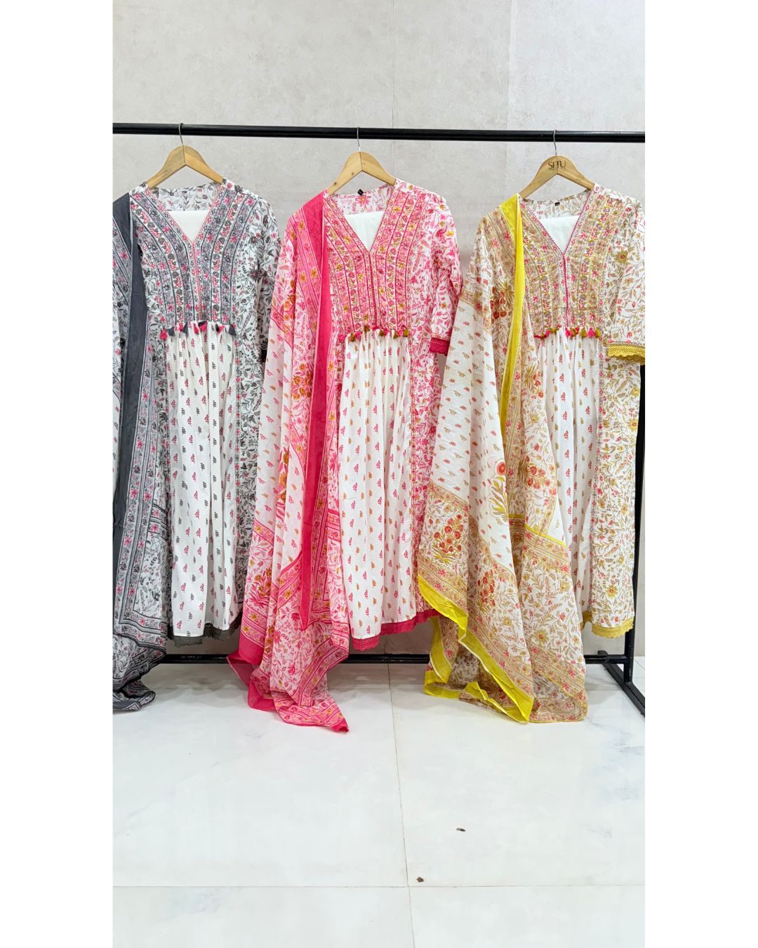 Yellow Pure Cotton Kali Kurta Set
