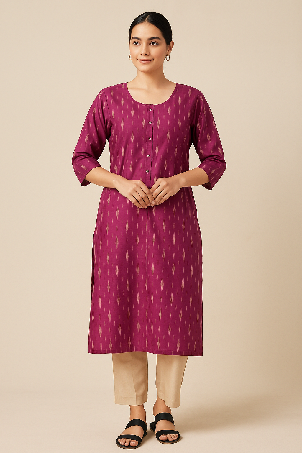 Wine Cotton Kurti