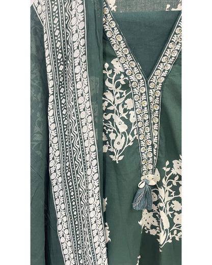 Tropical Green Pure Cotton Kurta Set