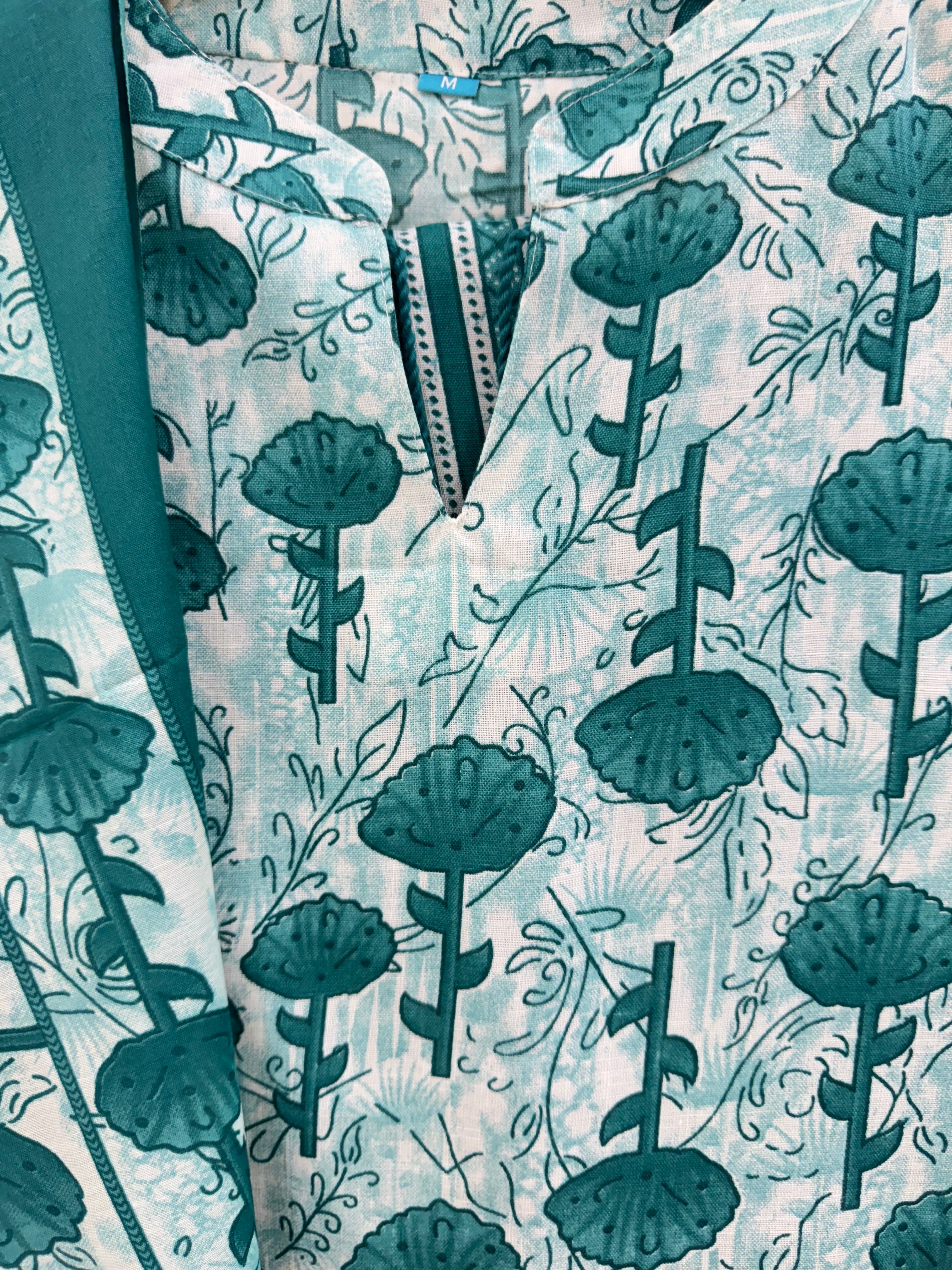 Turquoise Printed Rayon Kurta Set