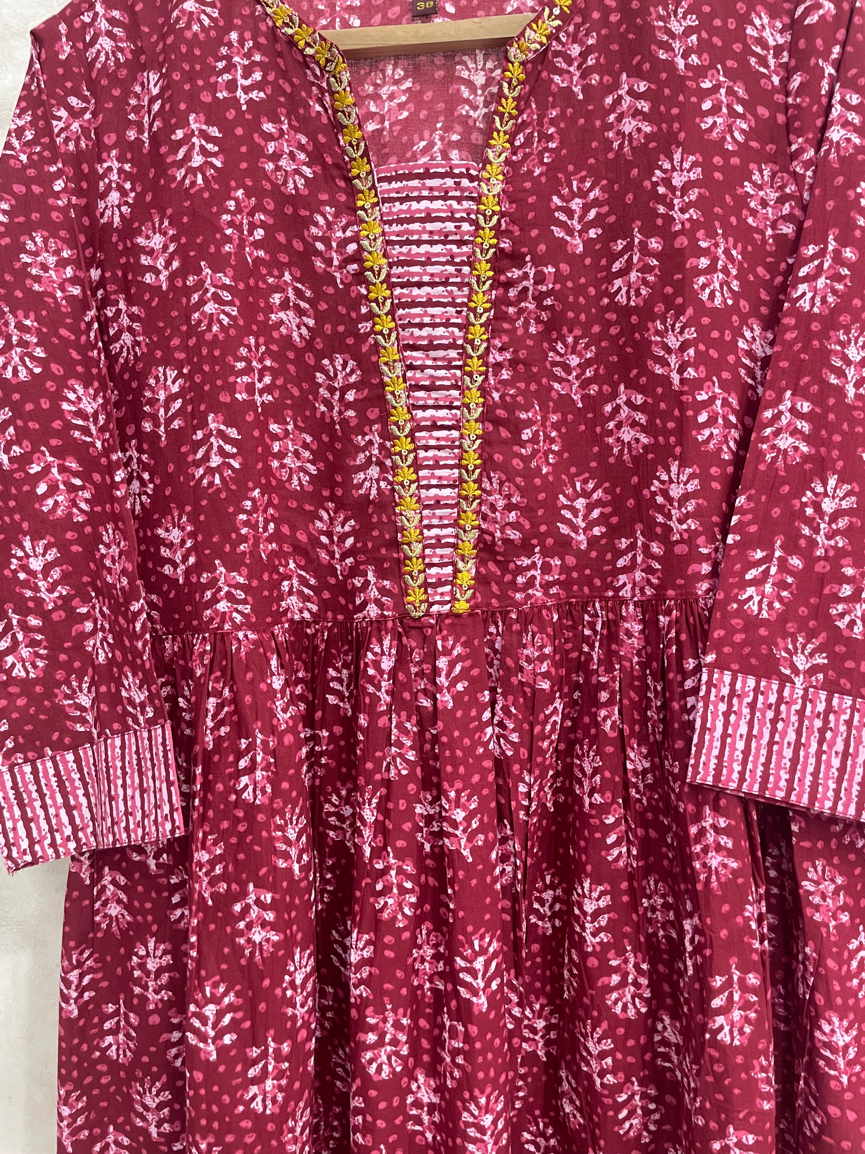 Brick Red Pure Cotton Kurta Set