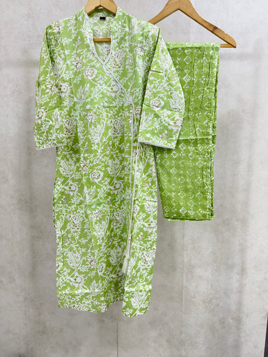 Apple Green  Cotton Kurta Set