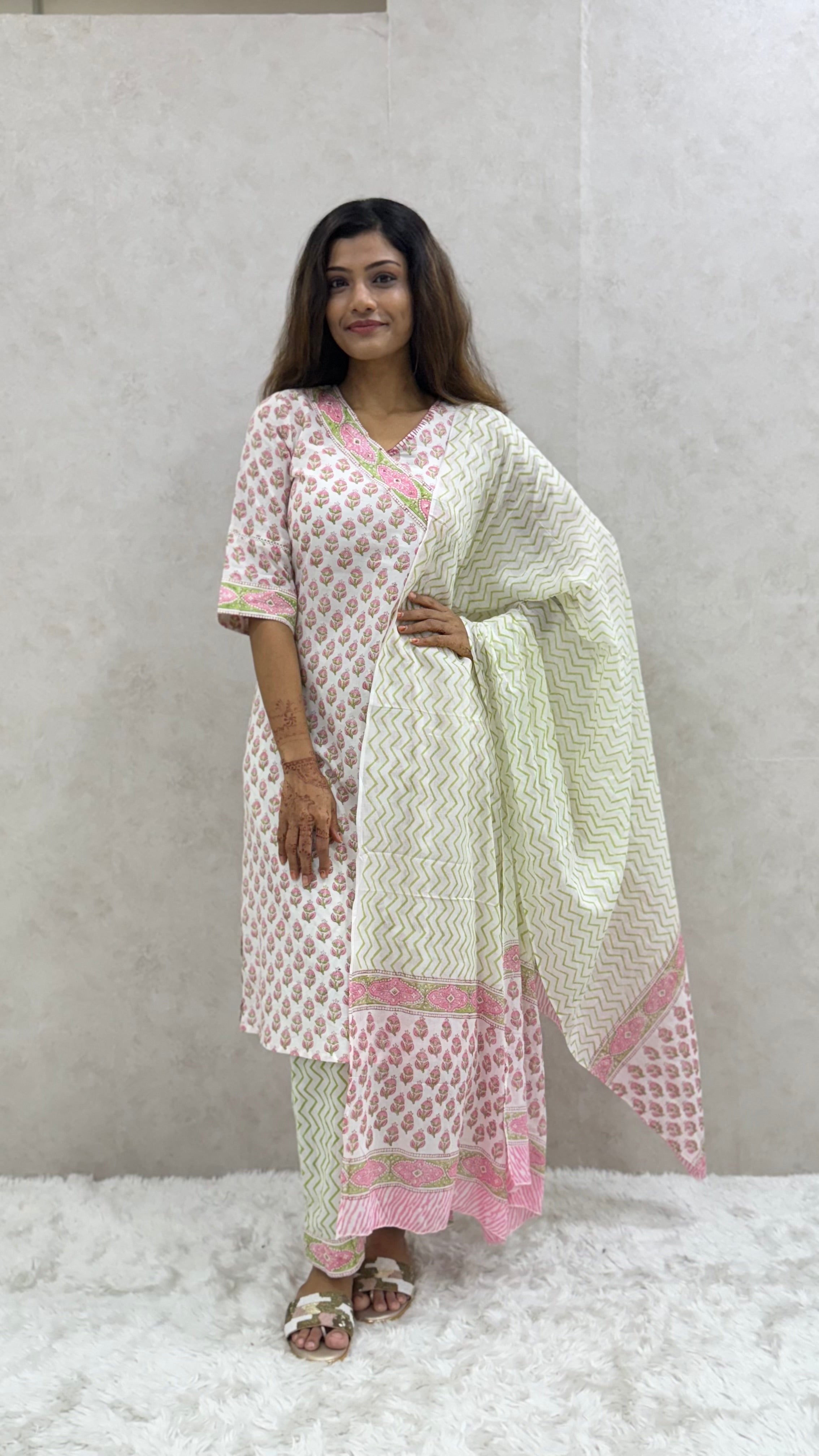 Bloom Pink Angarakha Kurta Set