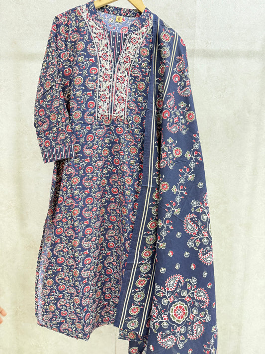 Midnight Blue Cotton Kurta Set