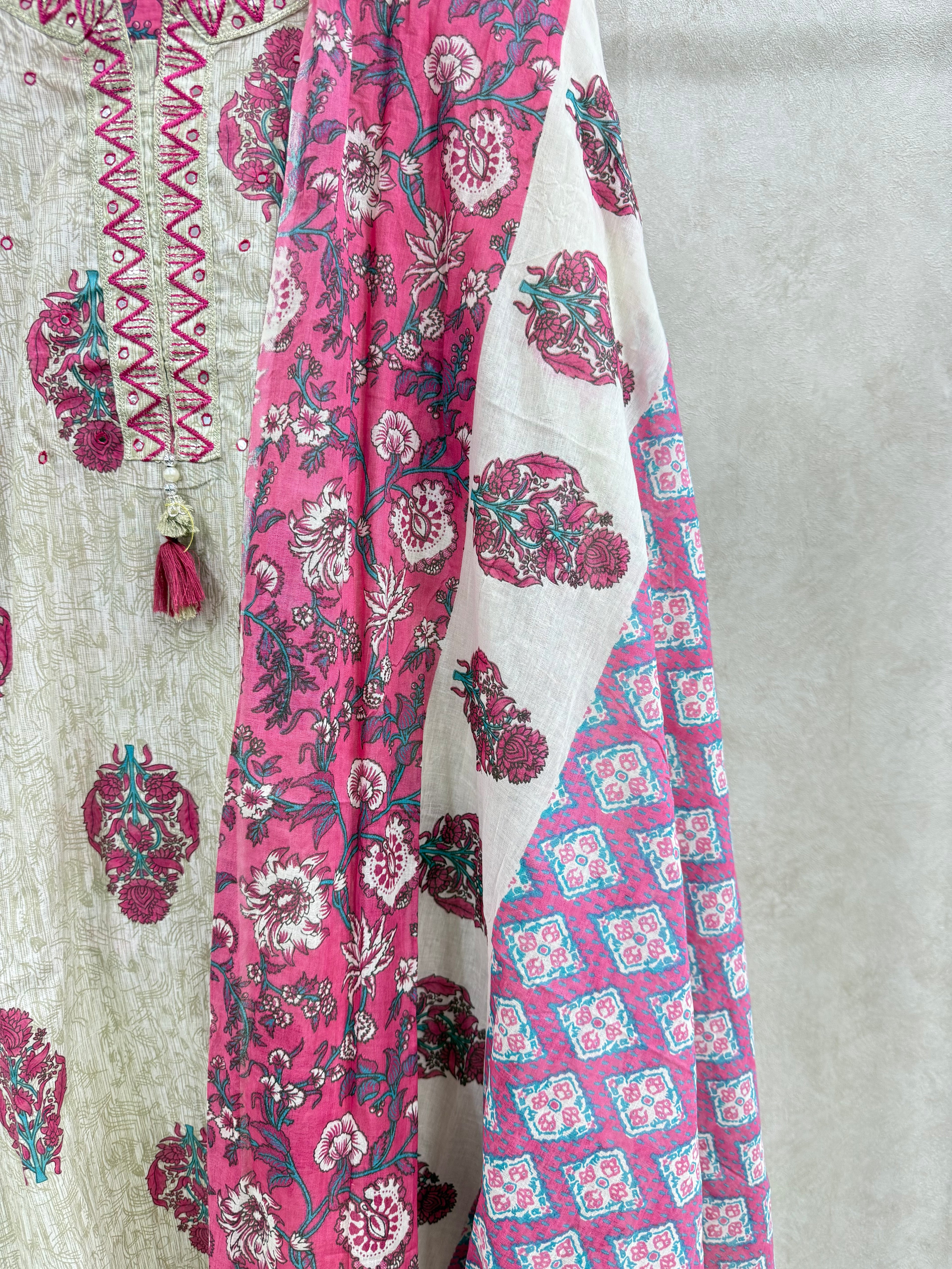 Ivory Bloom Cotton Kurta Set