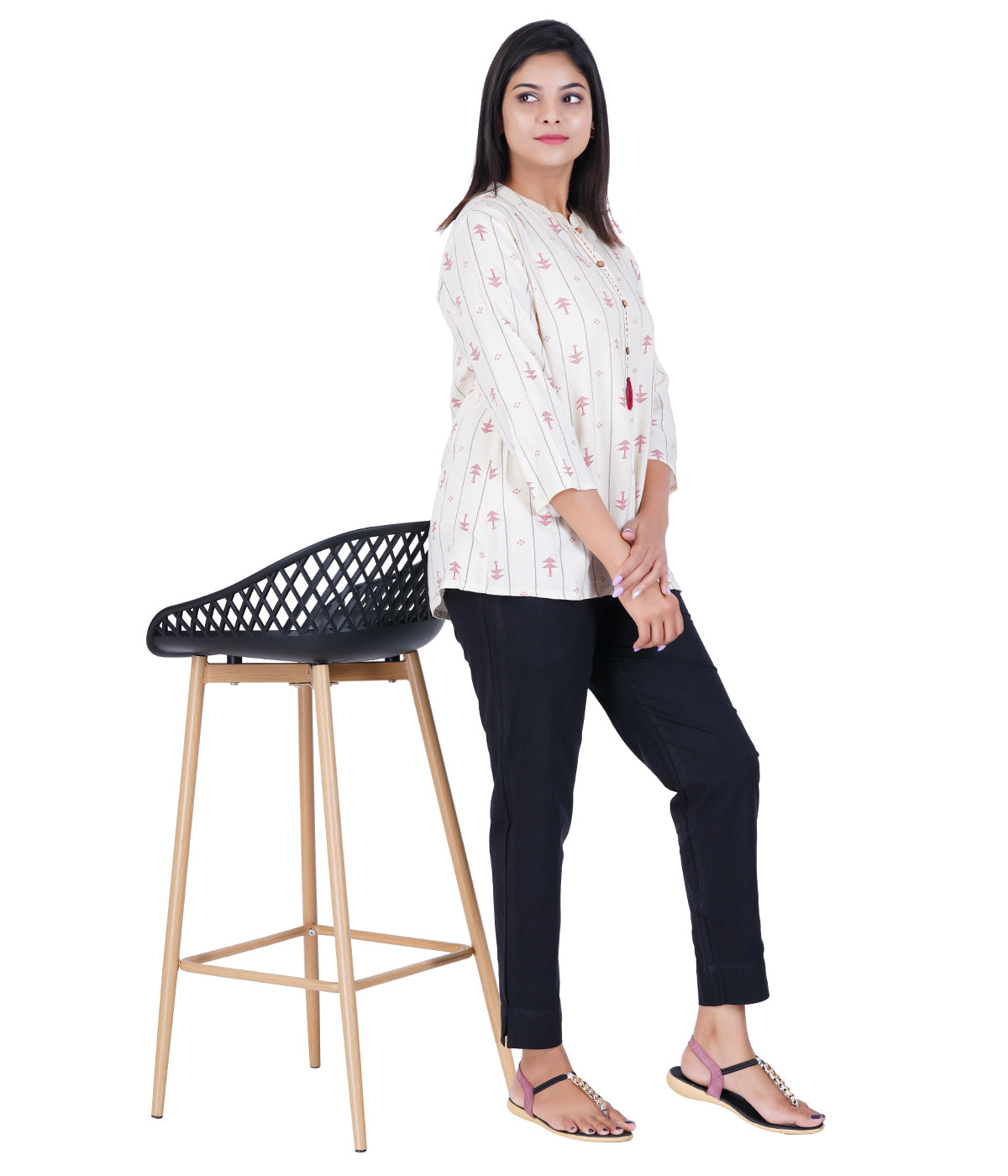 Black Cotton Straight Pant