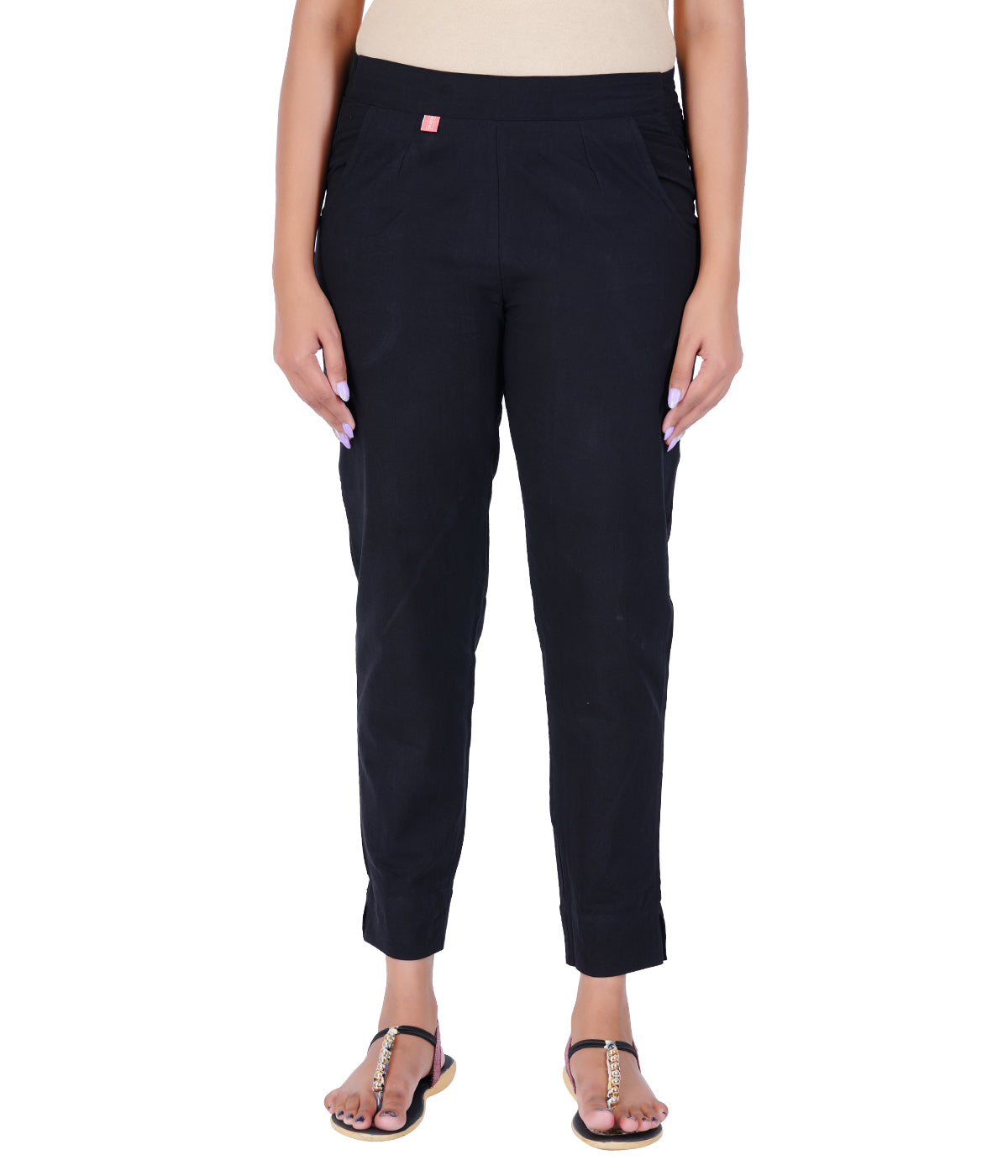 Black Cotton Straight Pant