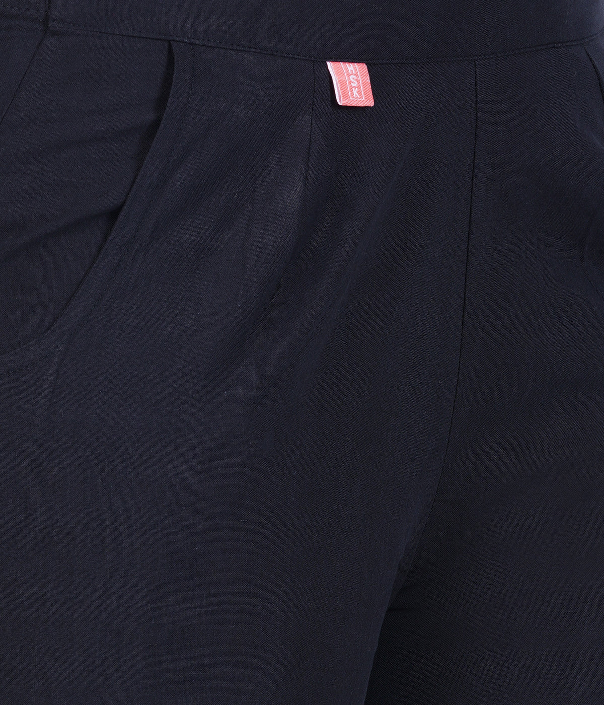 Black Cotton Straight Pant