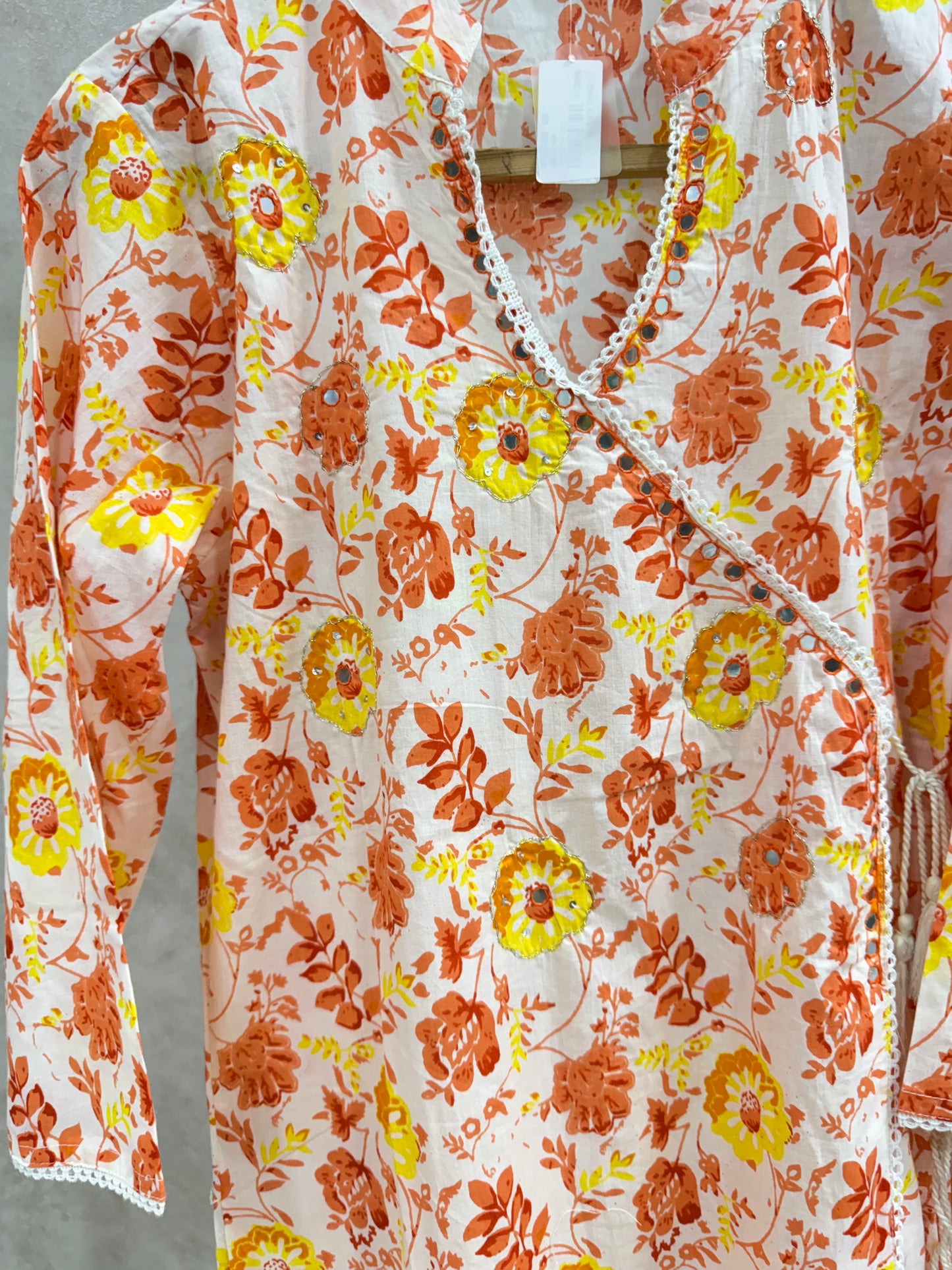 Yellow Orange Cotton Kurta Set