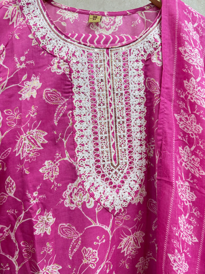 Barbie Pink Cotton Kurta Set