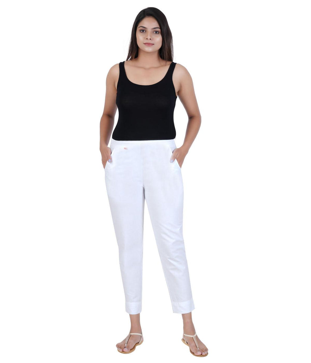 White Cotton Straight Pant