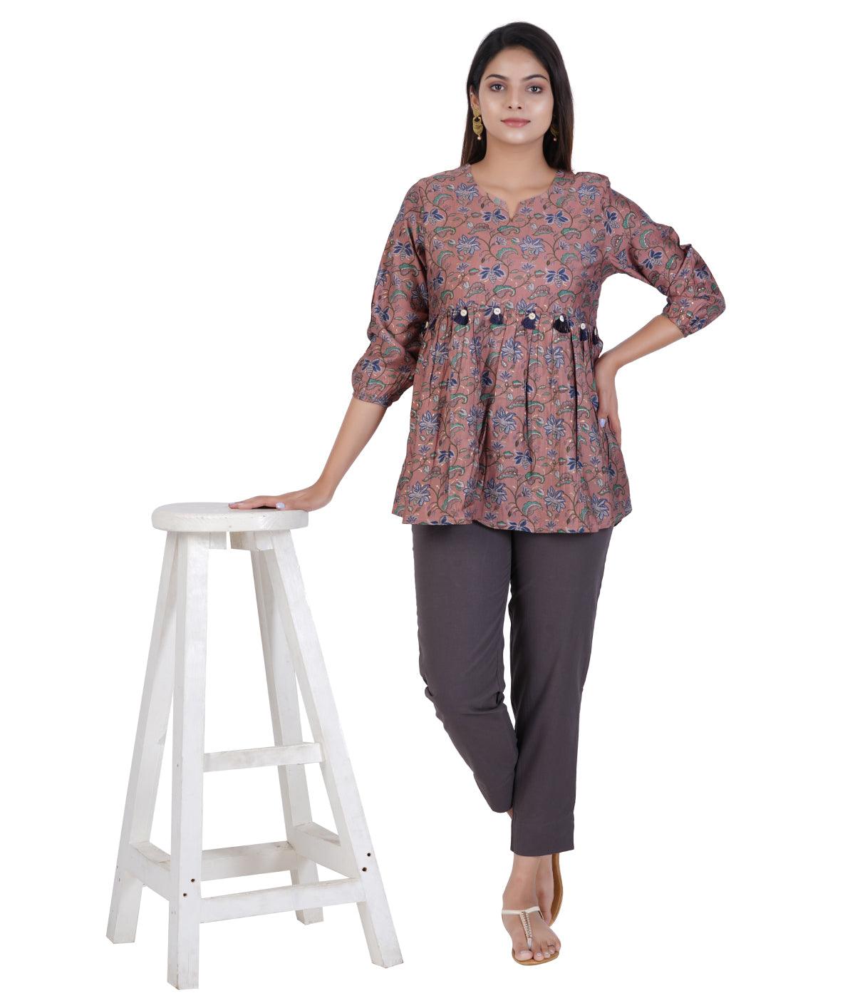 Grey Cotton Straight Pant